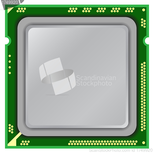 Image of Modern computer processor on a white background.