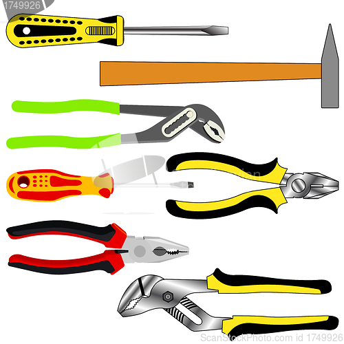 Image of vector set of different tools
