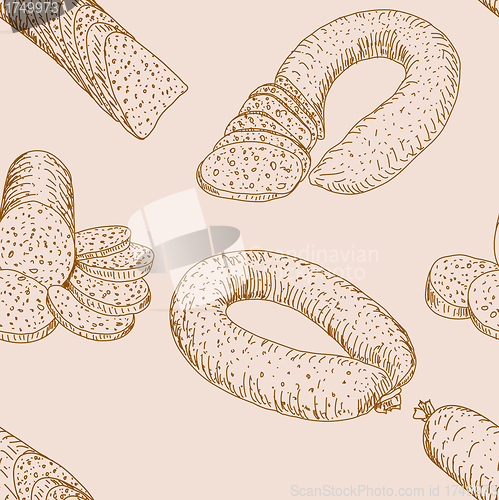 Image of seamless background, collection sausage