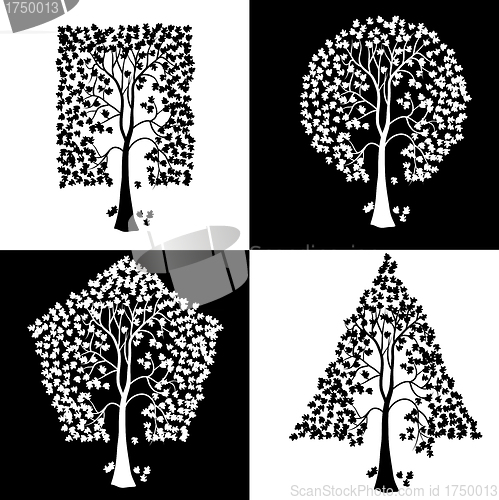 Image of Trees of different geometric shapes. 