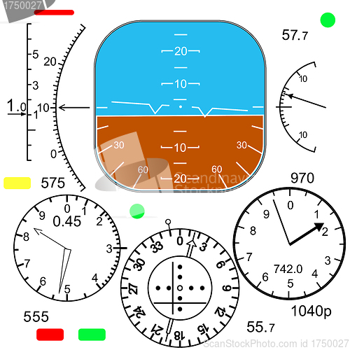 Image of Control panel in a plane cockpit