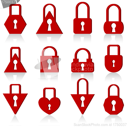 Image of A set of metal locks of different shapes 