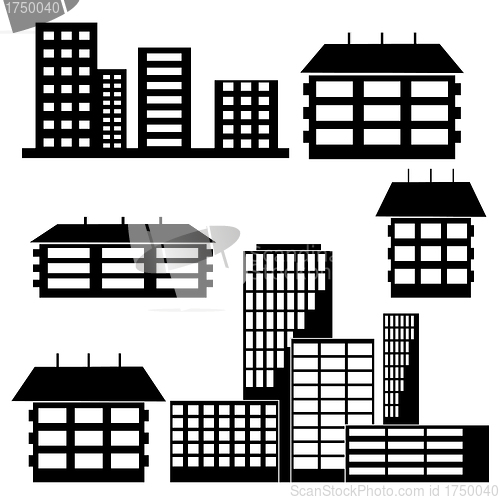 Image of different kind of houses and buildings - Vector Illustration