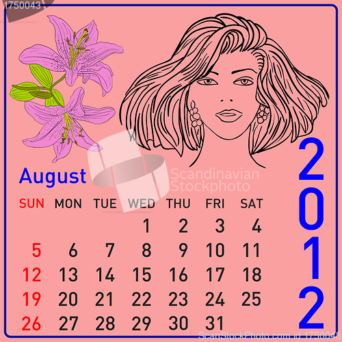 Image of 2012 year calendar beautiful girls 