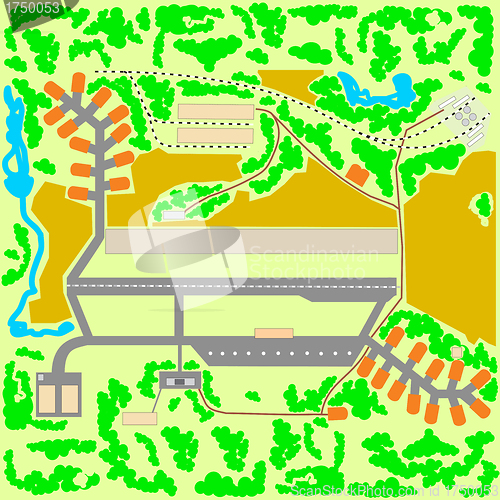 Image of Airport map scheme with the adjacent territory.