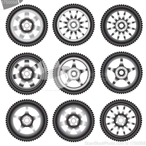 Image of automotive wheel with alloy wheels 
