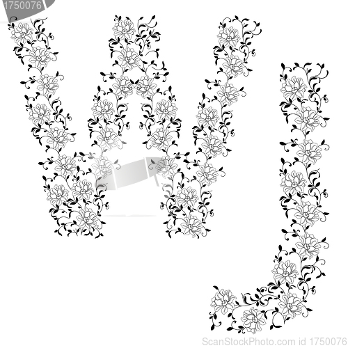 Image of Hand drawing ornamental alphabet. Letter WJ