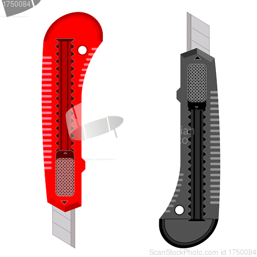 Image of Plastic knives for the paper on a white background.