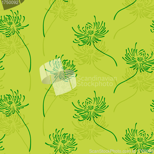 Image of Hand drawn floral wallpaper with set of different flowers. 