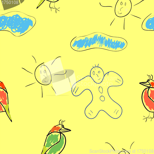 Image of seamless wallpaper children's drawings 