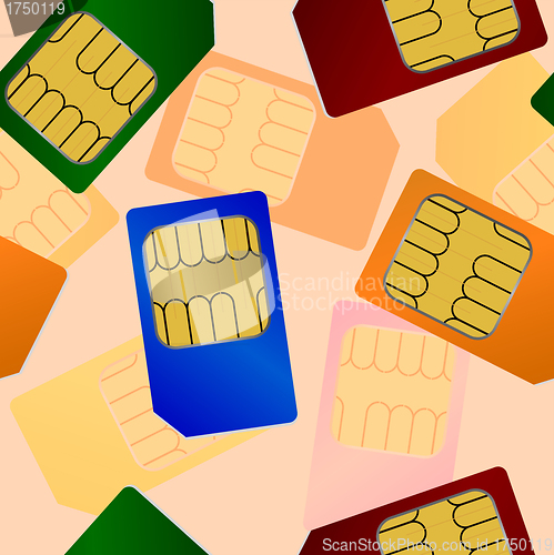 Image of Sim card. Seamless wallpaper.