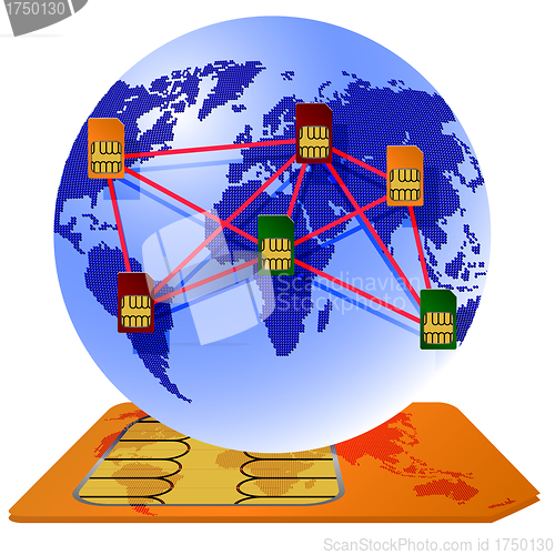 Image of Globe Sim card connecting continents.