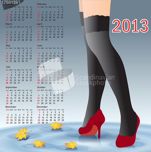 Image of 2013 Calendar female legs in stockings