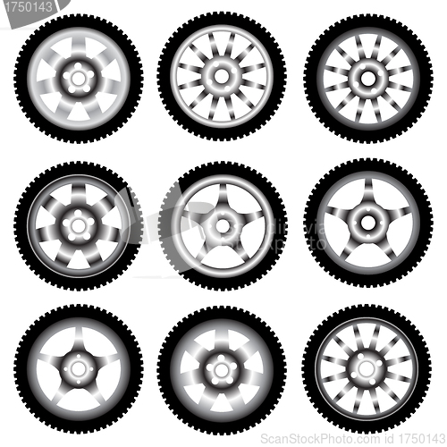 Image of automotive wheel with alloy wheels 