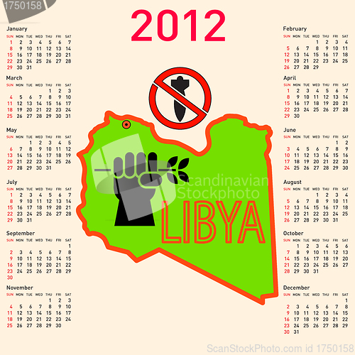 Image of Stylish calendar in Libya. for 2012. 