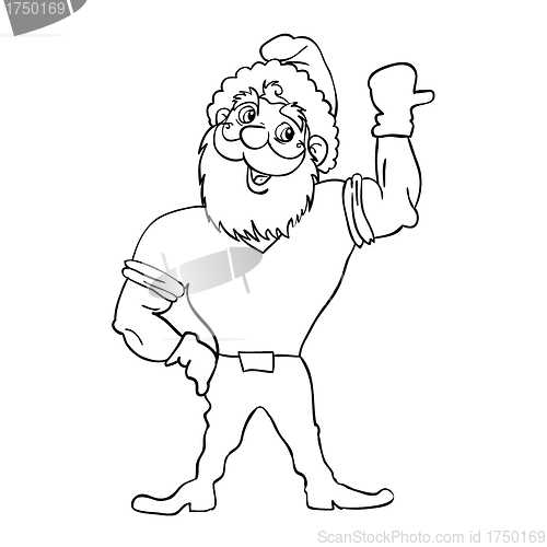 Image of Muscular Santa Claus with a raised hand gesture.