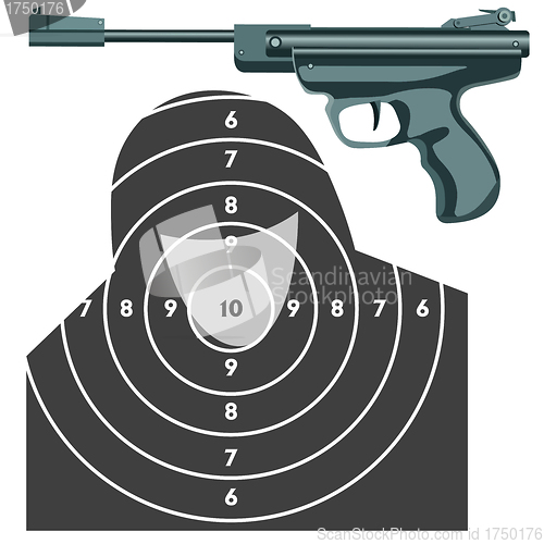 Image of firearm, the gun against the target. vector