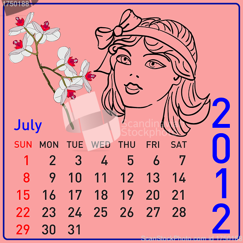 Image of 2012 year calendar beautiful girls