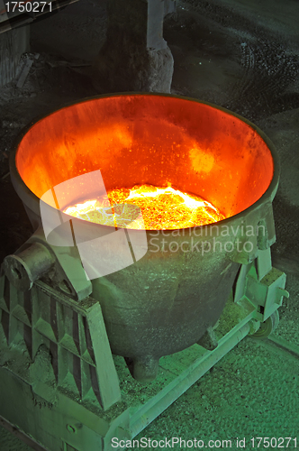 Image of steel bucket to transport the molten metal