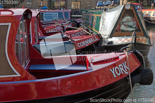 Image of Red Narrowboat Bows