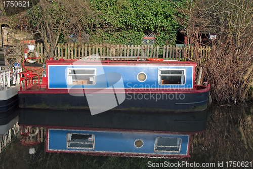 Image of Little Blue and Red Barge