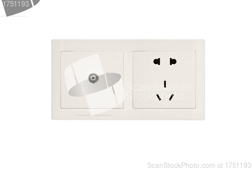 Image of close up photo of a white electric outlet