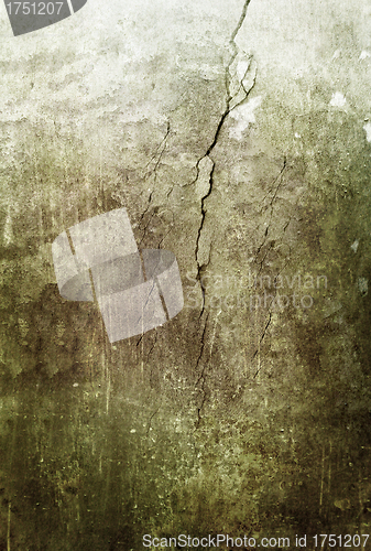 Image of cracked wall green grunge background