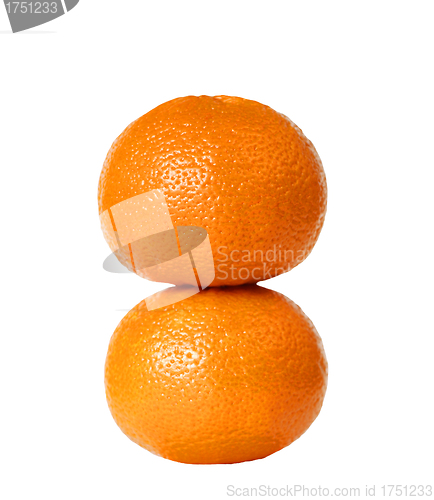 Image of Two oranges stacked together isolated