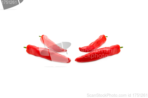 Image of Red peppers on white background