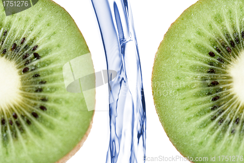 Image of Water on kiwi isolated on white