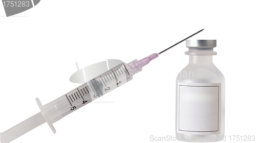 Image of Syringe and glass bottle