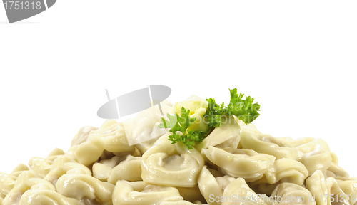 Image of Bowl with traditional russian pelmeni