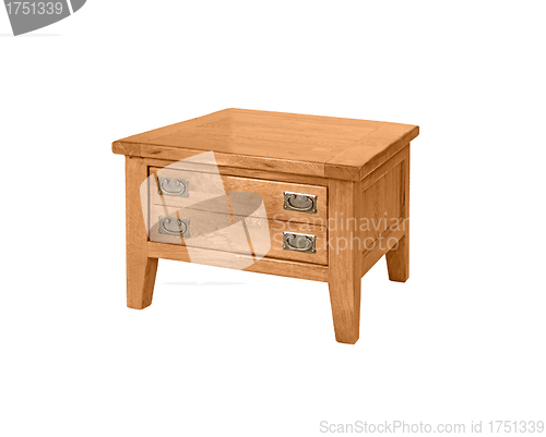 Image of old small bedside table isolated