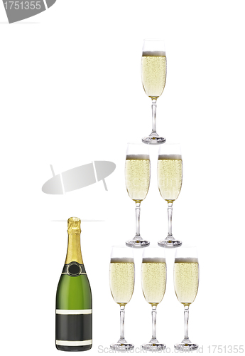 Image of bottle of champagne glasess