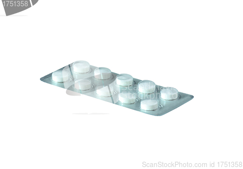 Image of blister pack of pills isolated on the white background