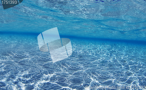 Image of blue underwater background with water air bubbles