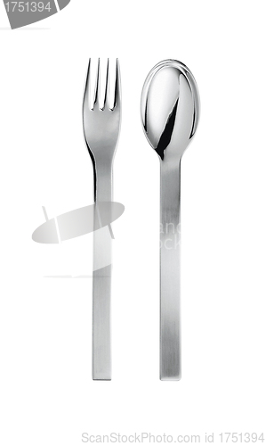 Image of Spoon and fork isolated on white background