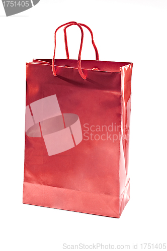 Image of A view of a red shopping bag isolated on white