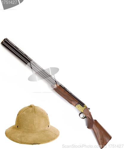 Image of vuntage gun and safari hat