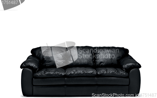 Image of black leather sofa