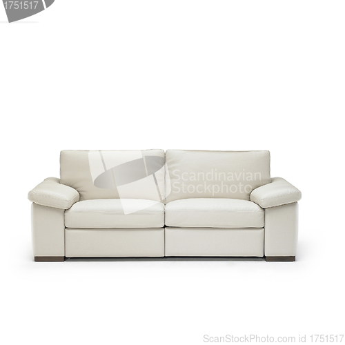 Image of white leather sofa isolated