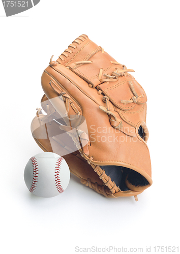 Image of Baseball glove and ball isolated