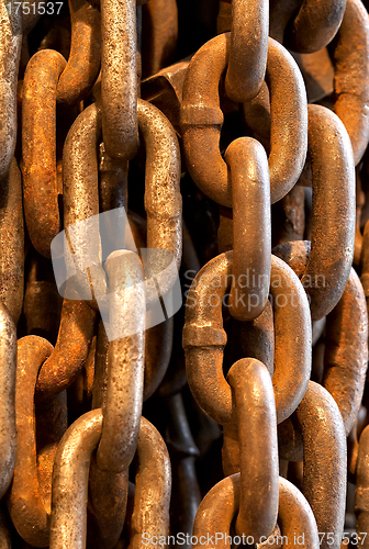 Image of Abstract of Thick Rusty Chain Background