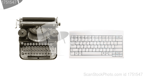 Image of Old typewriter and modern keyboard