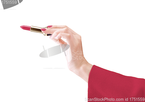 Image of Female hand hold lipstick