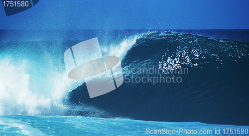 Image of Blue sea waves closeup view.