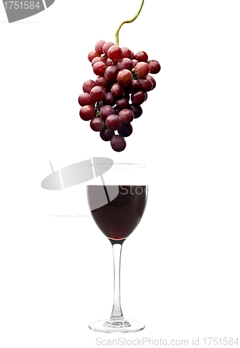 Image of red wine glass and grapes