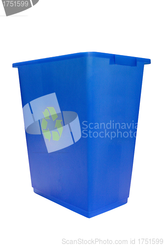 Image of blue recyclebin isolated