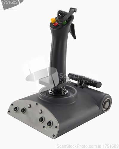 Image of Modern flight joystick isolated on white