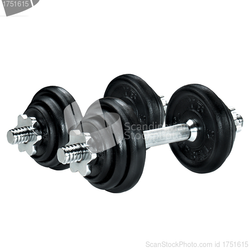 Image of wo dumbbells isolated over white background